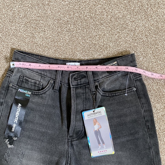 SIMPLE SOCIETY Women’s Straight Super High Rise Distressed Hem Denim Jeans 27 - Picture 11 of 14